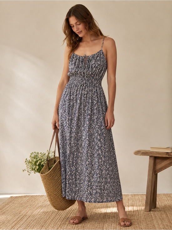 Universal Thread Dresses & Skirts - Universal Thread Navy Floral Smocked Maxi Dress